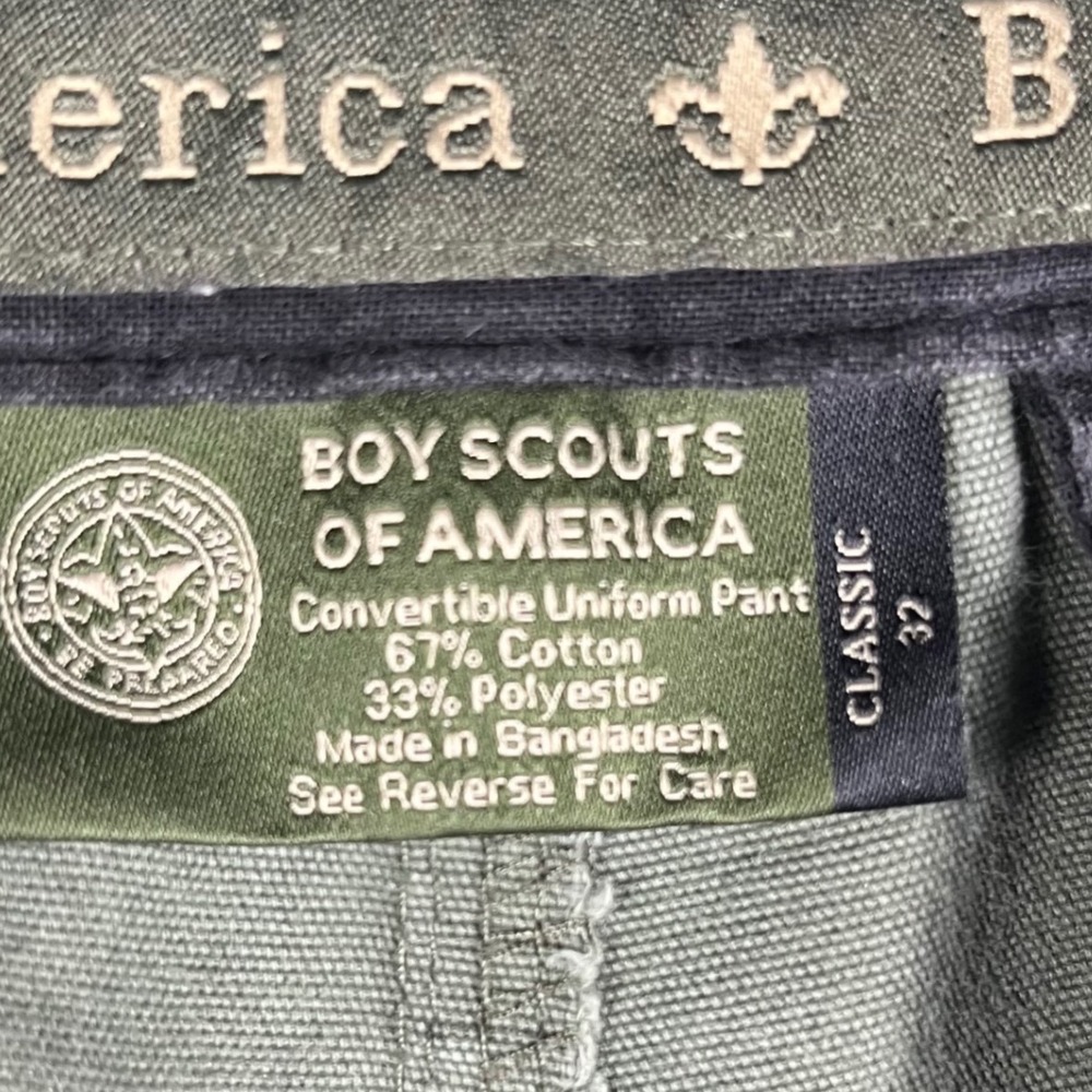 Boy Scouts of America Convertible Uniform Pants Mens 32 Green Cargo Zip-Off Leg - Picture 9 of 11
